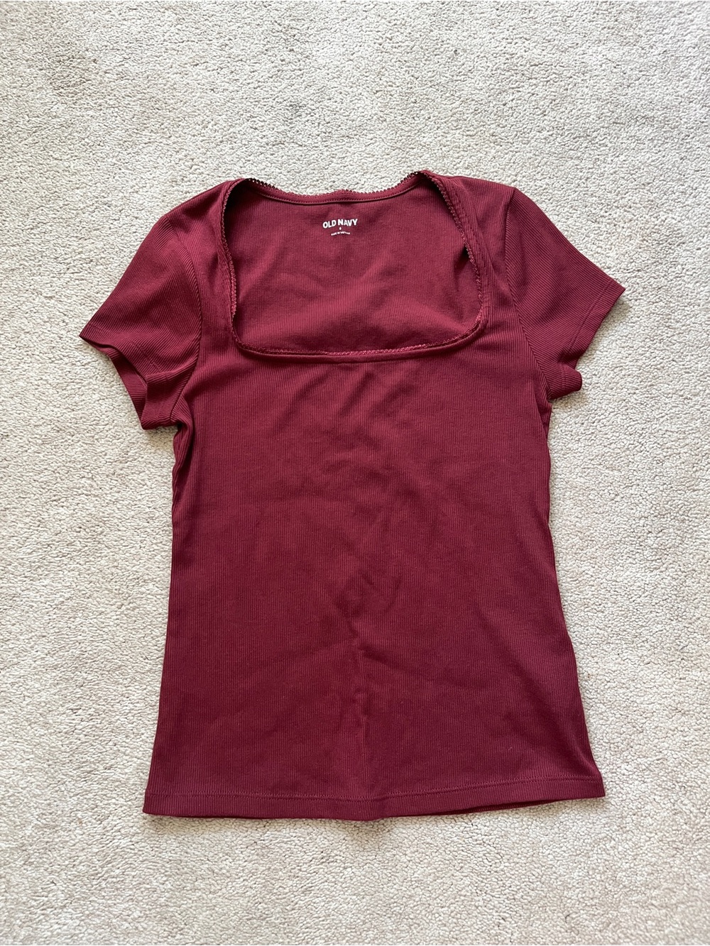 Old Navy Women's Short Sleeve Square Neck Top - Burgundy